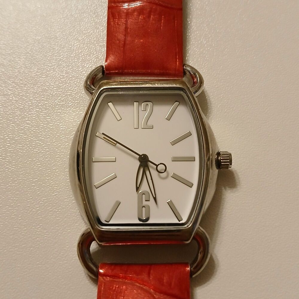 Coldwater Creek Women's Red Croc Leather Band Analog Display Watch Japan Movt
